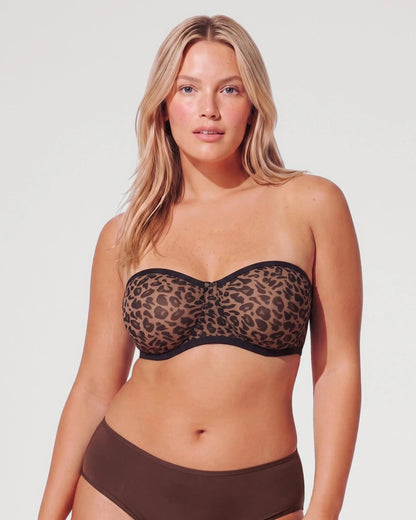Sheer Mesh Unlined Underwire Strapless Balconette Bra