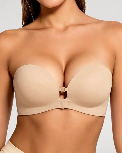 Front-Closure Wireless Padded Strapless Bra