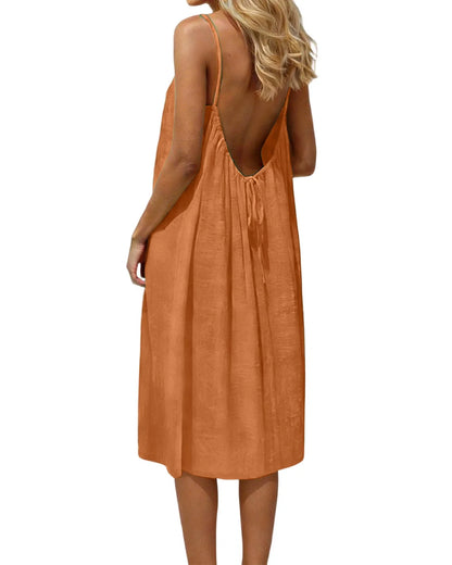 Casual Open-Back Spaghetti Strap Dress