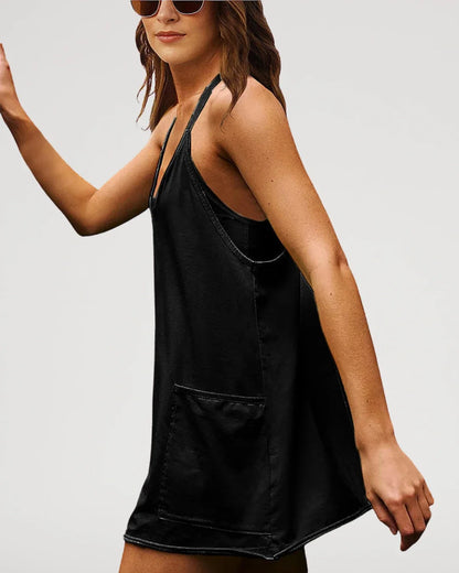 V-Neck Spaghetti Strap Lounge Romper Dress