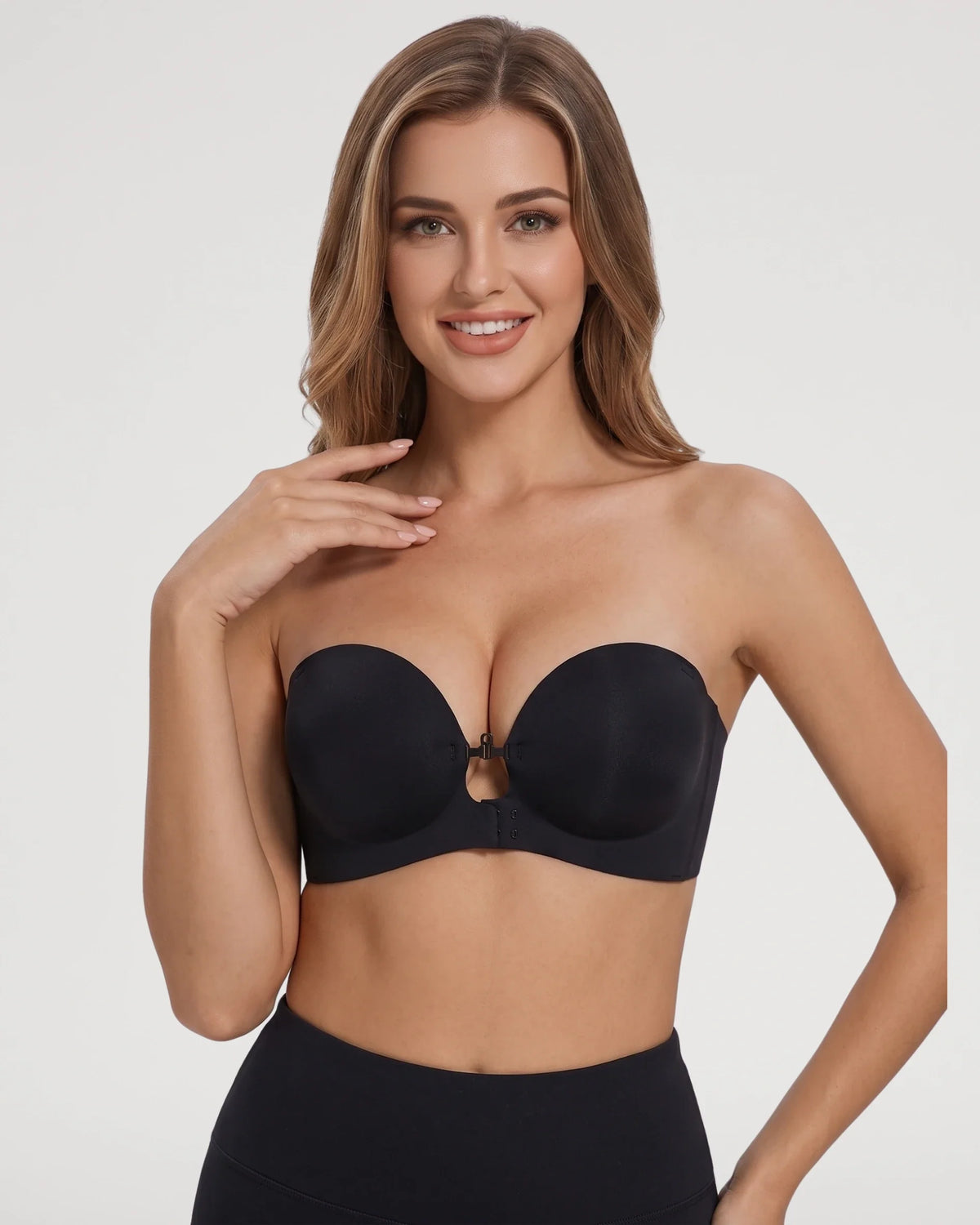 Wireless Front-Closure Molded Push up Strapless Bra