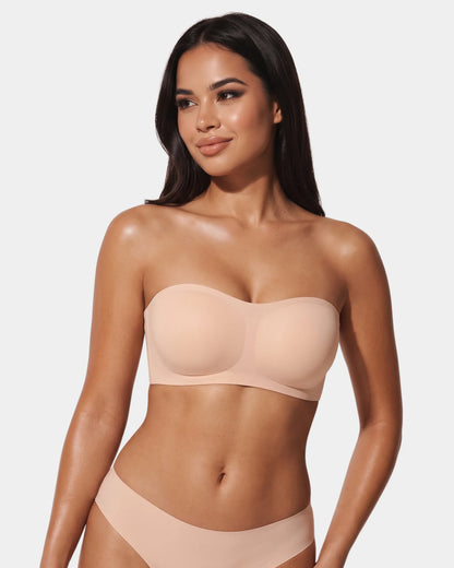 Seamless Strapless Bra Wireless Anti-Slip Push Up Jelly Bra
