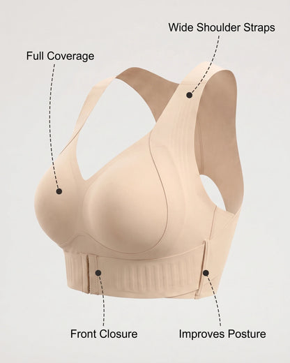 Seamless Front-Closure Wireless Posture Bra