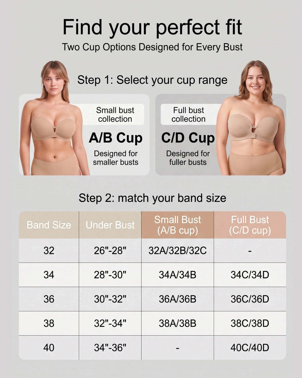 Front-Closure Wireless Padded Strapless Bra