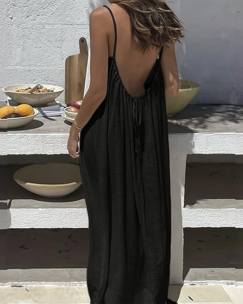 Backless Flowy Cami Maxi Dress