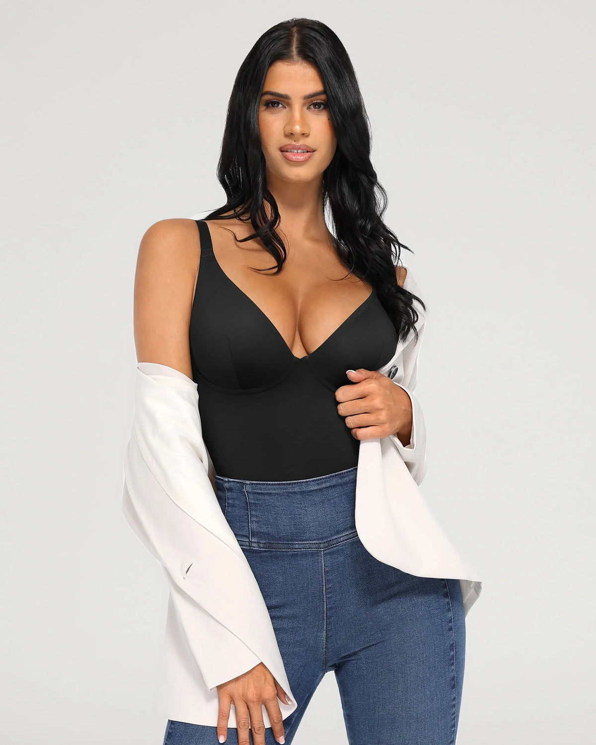 V-Neck Tummy Control Sculpt Bodysuit