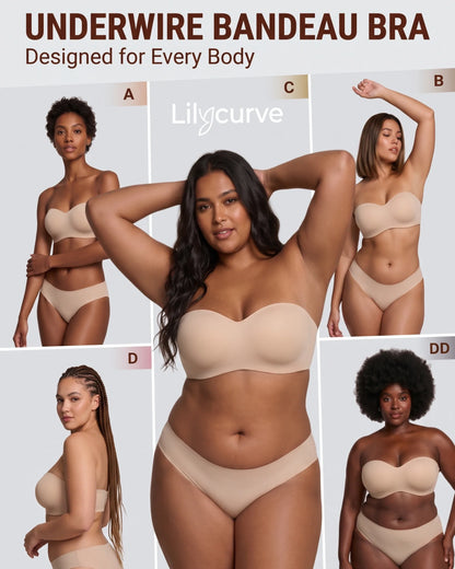 Molded Underwire Strapless Bandeau Bra