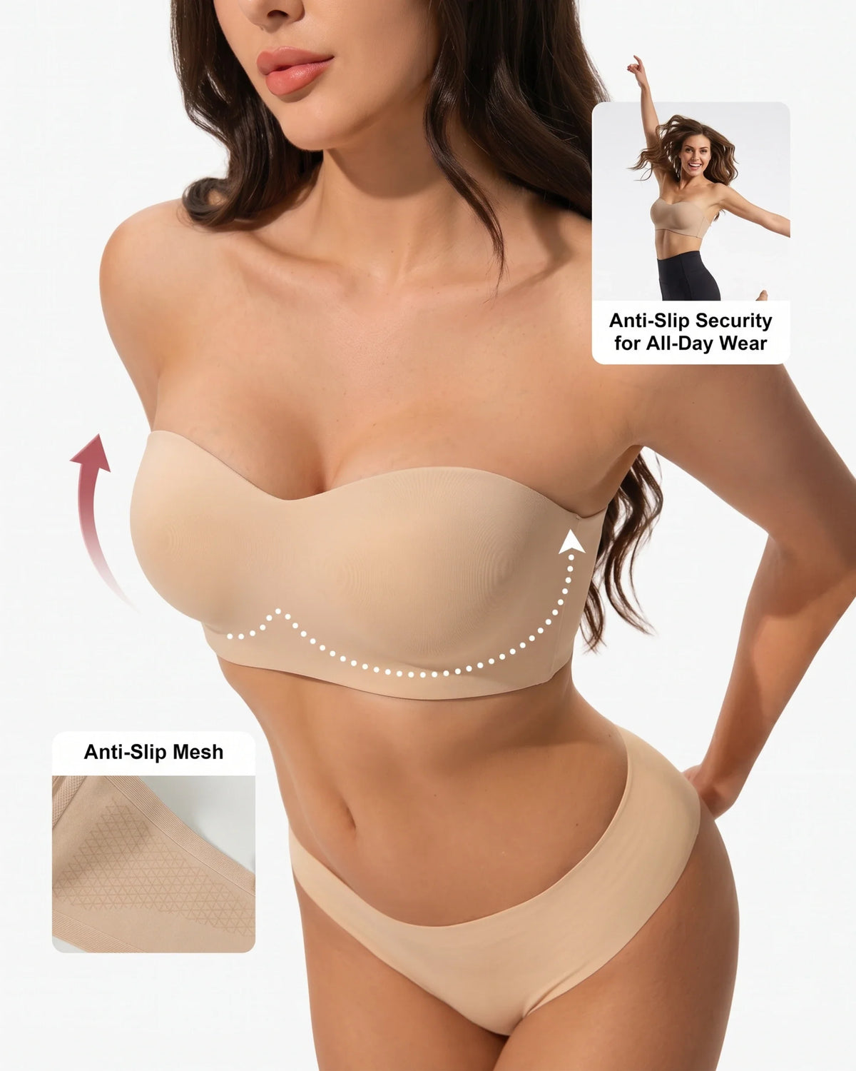 Molded Underwire Strapless Bandeau Bra
