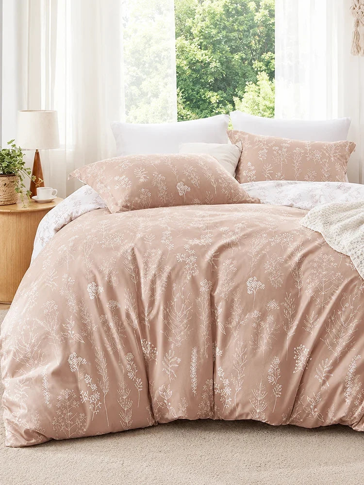 3-Piece Botanical Floral Reversible Comforter Set