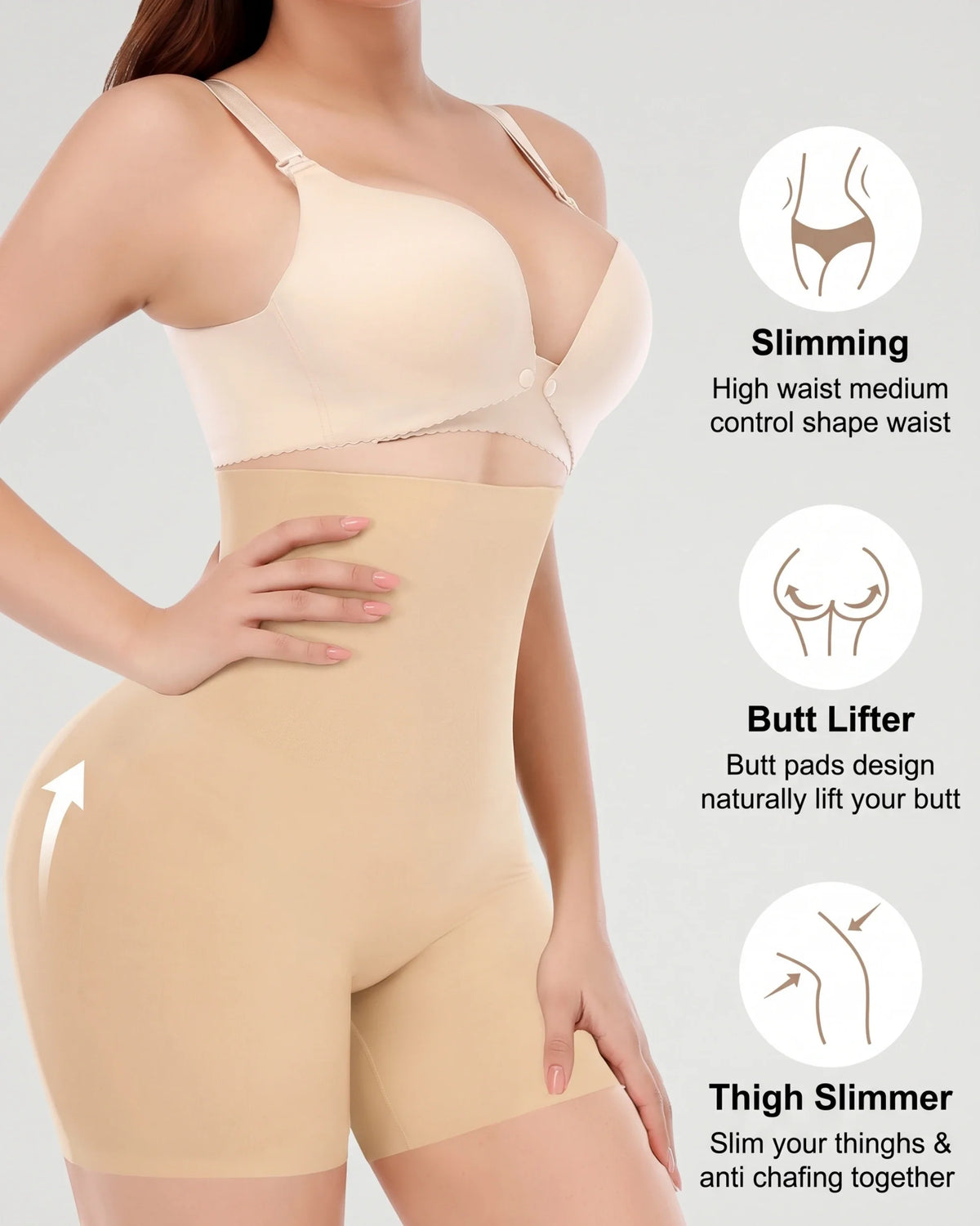 High-Waist Padded Butt Lifter Shapewear Shorts