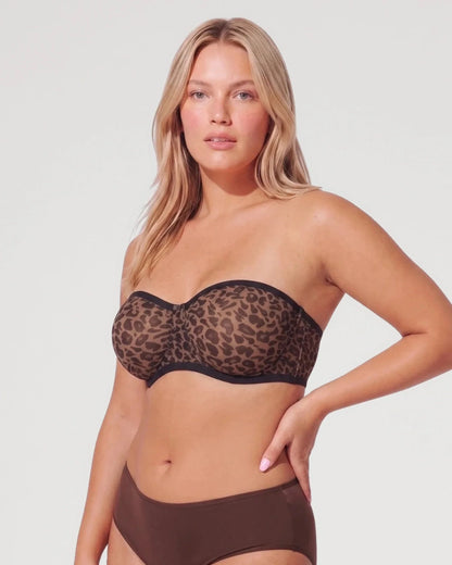 Sheer Mesh Unlined Underwire Strapless Balconette Bra