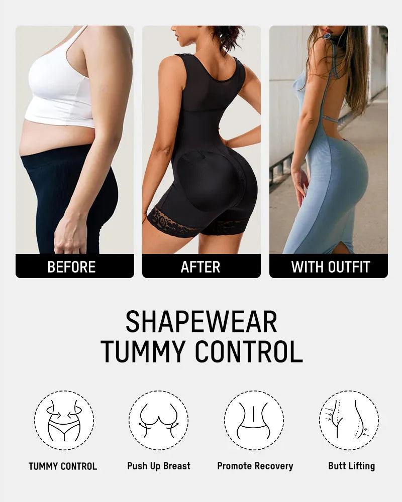 Extra Firm Post Surgery Full Body Shaper Zipper Crotch Fajas [BOGO]