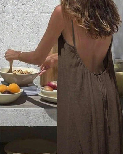 Backless Flowy Cami Maxi Dress