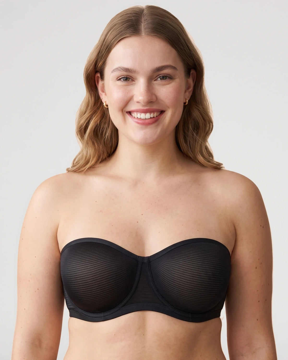 Sheer Mesh Unlined Underwire Strapless Balconette Bra