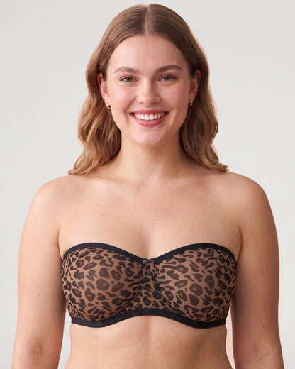 Sheer Mesh Unlined Underwire Strapless Balconette Bra