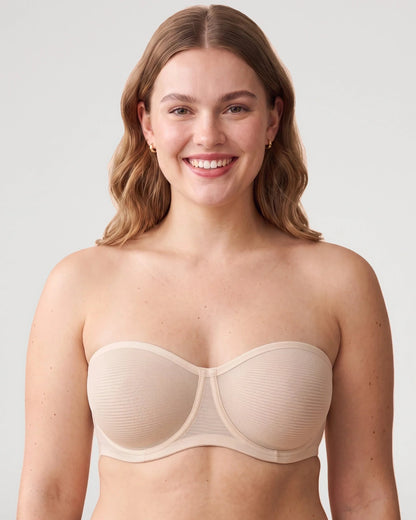 Sheer Mesh Unlined Underwire Strapless Balconette Bra